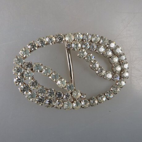 Neugablonz: Grosse Gürtelschnalle Strass alter Stil um 1925 (36364)