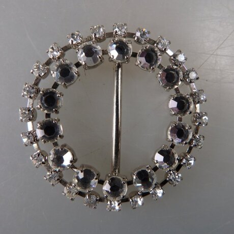 Neugablonz: Runde Gürtelschnalle Strass alter Stil um 1925 (36375)