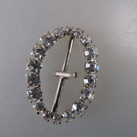 Neugablonz: Ovale Gürtelschnalle Strass alter Stil um 1925 (36388)