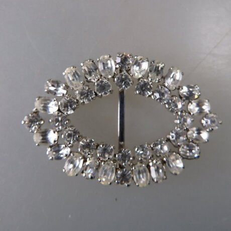 Neugablonz: Ovale Gürtelschnalle Strass alter Stil um 1925 (36389)