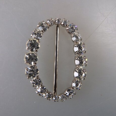 Neugablonz: Ovale Gürtelschnalle Strass alter Stil um 1925 (36390)