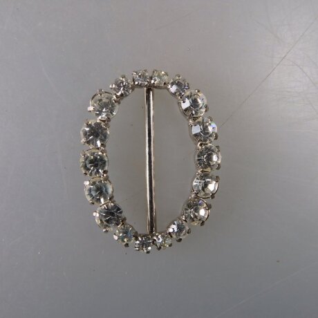 Neugablonz: Ovale Gürtelschnalle Strass alter Stil um 1925 (36393)