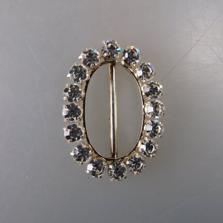 Neugablonz: Ovale Gürtelschnalle Strass alter Stil um 1925 (36394)