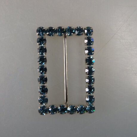 Neugablonz: Gürtelschnalle aquamarinblauer Strass um 1925 (36401)