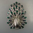Neugablonz: Grosse Brosche Pfau Emaille Strass (36421)
