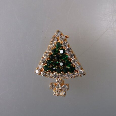 Neugablonz: Kleine Brosche Weihnachtsbaum Strass (36428)