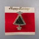 Neugablonz: Kleine Brosche Weihnachtsbaum Strass (36428)