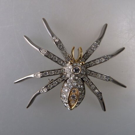 Neugablonz: Brosche Spinne Strass um/ab 1950 (36430)