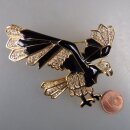 Neugablonz: Große Brosche Adler Emaille Strass (36454)