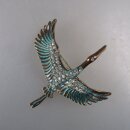 Neugablonz: Brosche Reiher bronziert Strass (36455)