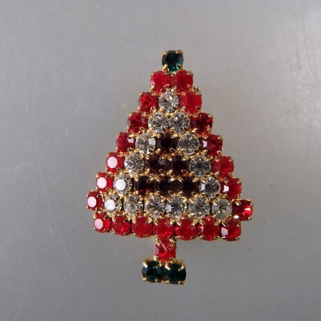 Neugablonz: Kleine Brosche Weihnachtsbaum Strass (36460)