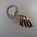 Neugablonz: Brosche Schwan Emaille Strass (36474)