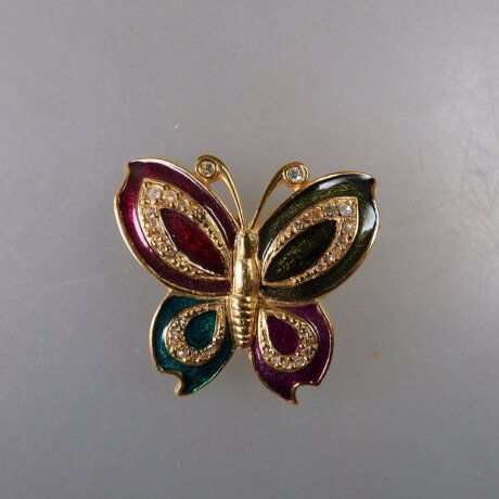 Neugablonz: Brosche Schmetterling Emaille Strass (36476)