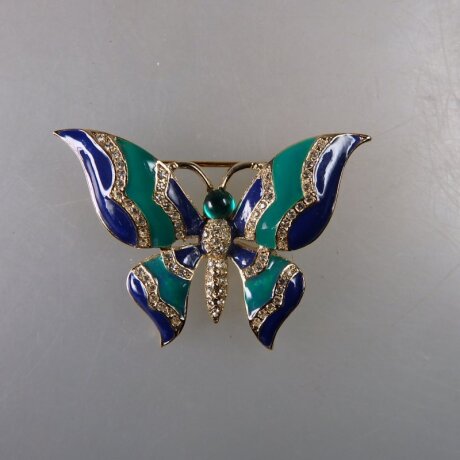 Neugablonz: Brosche Schmetterling Emaille Strass (36483)
