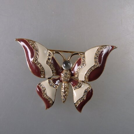 Neugablonz: Brosche Schmetterling Emaille Strass (36487)
