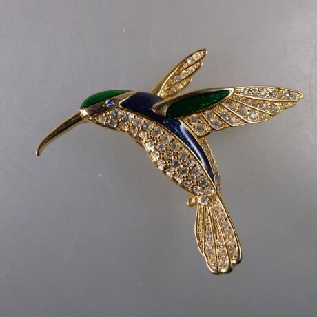 Neugablonz: Brosche fliegender Kolibri Strass (36489)
