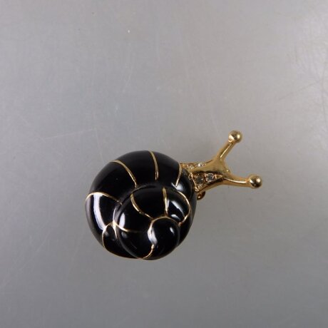 Neugablonz: Brosche Schnecke Emaille Strass (36491)