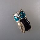 Neugablonz: Brosche Eule Emaille Strass (36493)