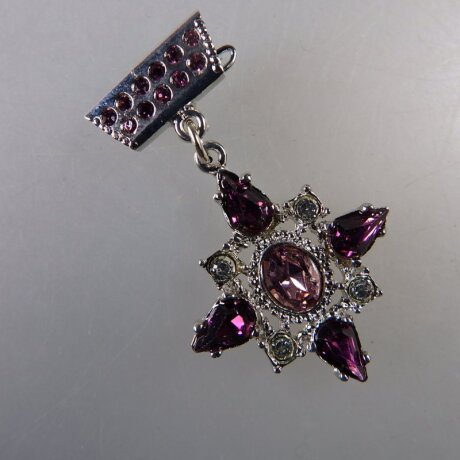 Neugablonz: Bewegliche Brosche Orden Strass um 1970 (36515)