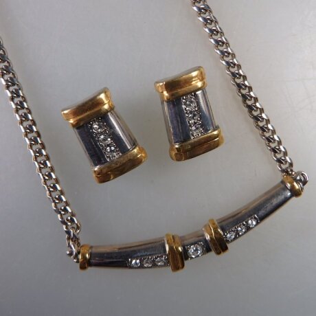 Neugablonz: Modernes Schmuckset Collier und Ohrclips (36517)