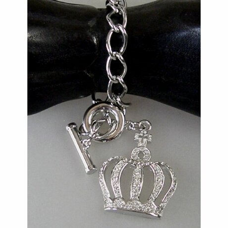 Neugablonz: Armband Krone Strass rhodiniert um 1990 (31549)