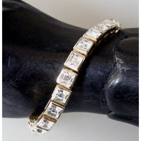 Neugablonz: Elegantes Armband weisser Strass um 1980 (31609)