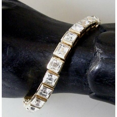 Neugablonz: Elegantes Armband weisser Strass um 1980 (31609)