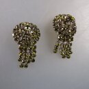 Neugablonz: Paar Ohrclips gelblich grüner Strass...