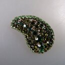 Neugablonz: Gewölbte Brosche grüner Strass um...