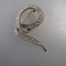 Neugablonz: Brosche geschwungene Schleife Strass um 1960...