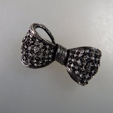 Neugablonz: Brosche Schleife Strass um 1960 (36579)