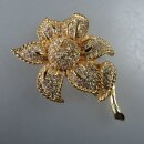 Neugablonz: Prächtige Brosche Blüte Strass um...