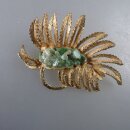 Neugablonz: Brosche Zweig grüne Cabochons um 1970 (36588)