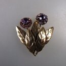 Neugablonz: Brosche 2 Blüten Strass um 1950 (36589)