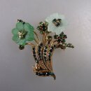 Neugablonz: Brosche 2 Blüten Strass um 1950 (36590)