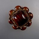 Neugablonz: Mächtige Brosche Tigeraugen Cabochons...