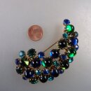 Neugablonz: Grosse gebogene Brosche Cabochons um 1950...
