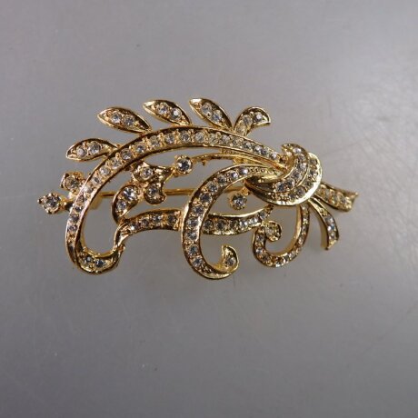 Neugablonz: Brosche Zweig Strass (36611)
