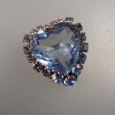 Neugablonz: Brosche Herz aquamarinblauer Strass um 1950...